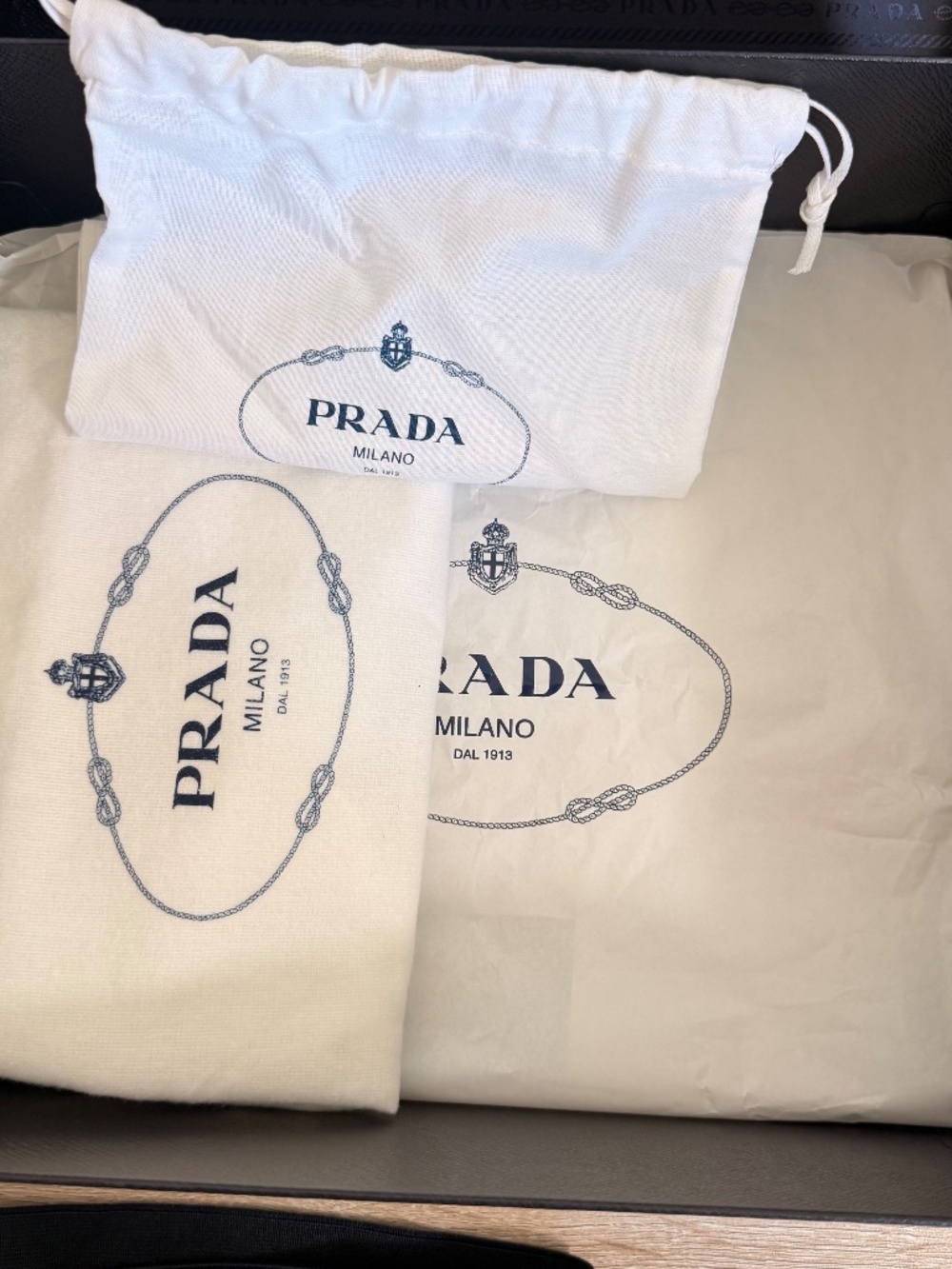 Prada Empty Box with Two Dust Bags, Tissue & Logo Packaging Band